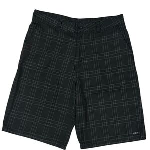O'Neill Black Plaid Men's Flat Front Shorts